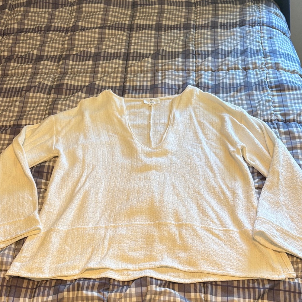 Chic Cream V-Neck Women's top